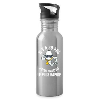 30 Ans J'étais Le Plus Rapide Cadeau Humour - Gourde avec paille intégrée - argent clair - Droite
