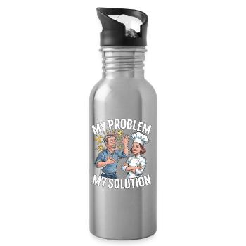 Restaurant Chef My Problem My Pictogram Mom Dad - Water bottle with straw - silver - Right