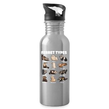 Types de furets, différents furets mignons - Gourde avec paille intégrée - argent clair - Droite