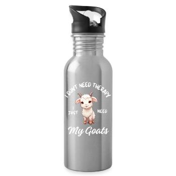 Goat Farm Therapy - Water bottle with straw - silver - Right