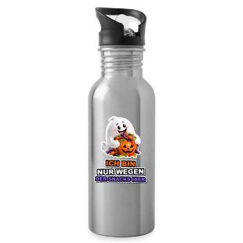 Geist Nur Wegen Der Snacks Hier Halloween Spruch - Trinkflasche mit integriertem Trinkhalm - Lightsilver - Rechts