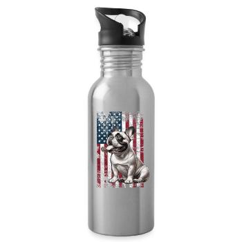 Bouledogue français US Französische Bulldogge - Gourde avec paille intégrée - argent clair - Droite
