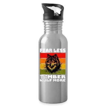 Loup des bois Loup gris - Gourde avec paille intégrée - argent clair - Droite