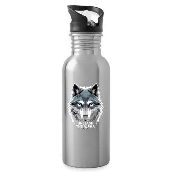 Libérez la tête de loup Alpha Gris pour les joueurs - Gourde avec paille intégrée - argent clair - Droite