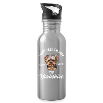 Yorkshire Terrier Therapy - Water bottle with straw - silver - Right