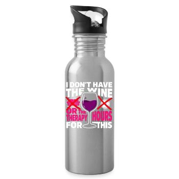 Wine Therapy Satire Tee - Water bottle with straw - silver - Right
