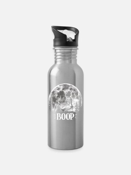Skelettboop, gruselig, niedlich, Hasen, Goth, - Trinkflasche mit integriertem Trinkhalm - Lightsilver