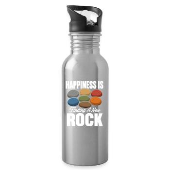 Happiness Is Finding A New Rock Lustig Geologie - Trinkflasche mit integriertem Trinkhalm - Lightsilver - Rechts