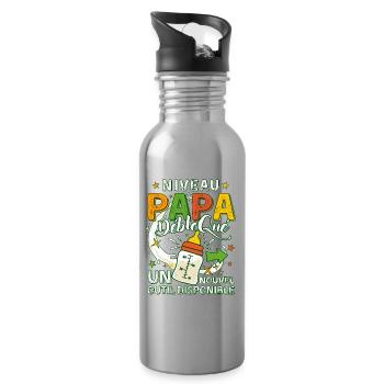 Niveau Papa Débloqué Futur Père - Gourde avec paille intégrée - argent clair - Droite