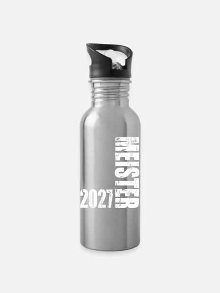 Meister 2027 - Trinkflasche mit integriertem Trinkhalm - Lightsilver