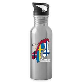 Bock auf Skandinavien - Trinkflasche mit integriertem Trinkhalm - Lightsilver - Rechts