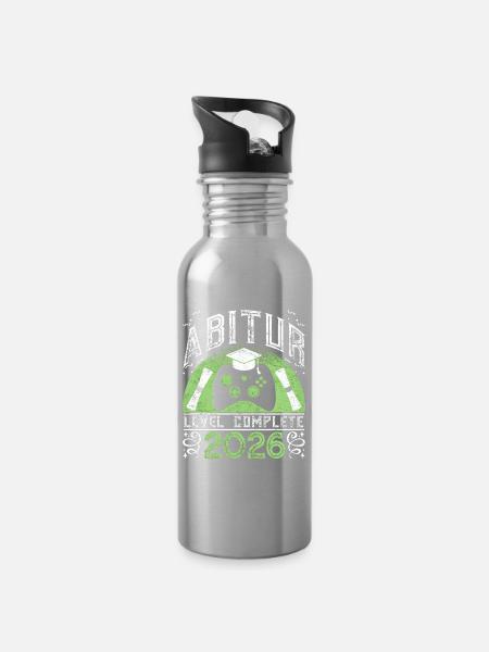 Abitur complete Abiturient - Trinkflasche mit integriertem Trinkhalm - Lightsilver