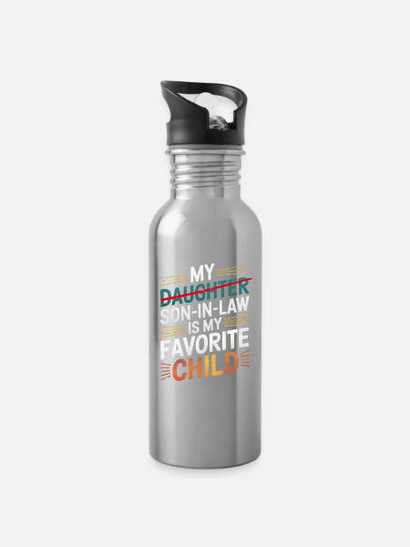 Der Schwiegersohn meiner Tochter ist mein Lieblingskind - Trinkflasche mit integriertem Trinkhalm - Lightsilver