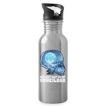 Traktor Landwirt Bauer Unheilbar Lustiger Spruch - Trinkflasche mit integriertem Trinkhalm - Lightsilver - Rechts