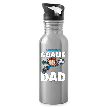 Proud Goalie Dad Stolzer Torwart Papa Fußball - Trinkflasche mit integriertem Trinkhalm - Lightsilver - Rechts