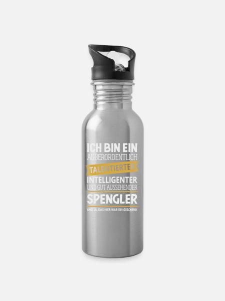 Spengler Klempner Flaschner Spenglermeister - Trinkflasche mit integriertem Trinkhalm - Lightsilver