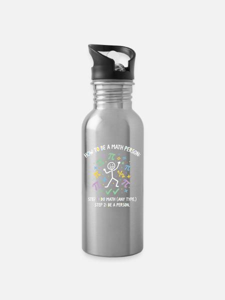 Wie man ein Mathe-Mensch wird - Trinkflasche mit integriertem Trinkhalm - Lightsilver