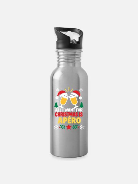 Weihnachts-Aperitif: festliche Trinksprüche - Trinkflasche mit integriertem Trinkhalm - Lightsilver