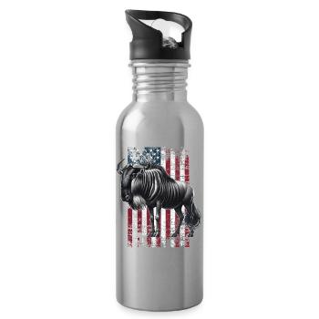 Wildebeest US Gnu - Trinkflasche mit integriertem Trinkhalm - Lightsilver - Rechts