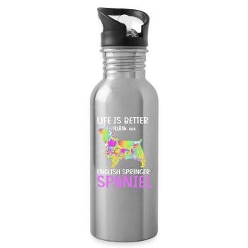 Springer Spaniel - Trinkflasche mit integriertem Trinkhalm - Lightsilver - Rechts