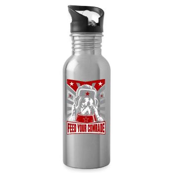 Kamerad Hund Futterbanner Propaganda - Trinkflasche mit integriertem Trinkhalm - Lightsilver - Rechts