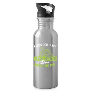 Ich frage mich, ob mein Rasenmäher auch an mich denkt - Trinkflasche mit integriertem Trinkhalm - Lightsilver - Rechts