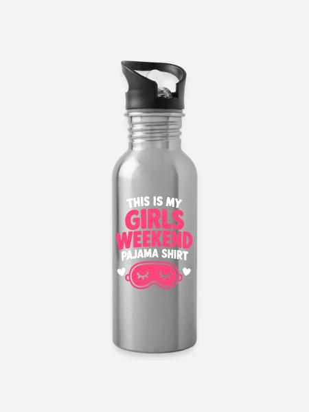 Mädchen-Wochenend-Pyjamashirt - Trinkflasche mit integriertem Trinkhalm - Lightsilver