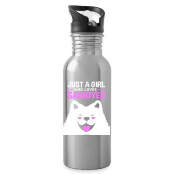 Samojede Hund Samoyed - Trinkflasche mit integriertem Trinkhalm - Lightsilver - Rechts