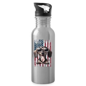 Dachshund US Dackel - Trinkflasche mit integriertem Trinkhalm - Lightsilver - Rechts