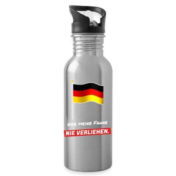 Hab meine Fahne nie verliehen - Schwarz Rot Gold - Trinkflasche mit integriertem Trinkhalm - Lightsilver - Rechts