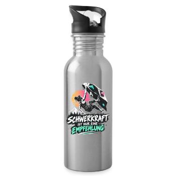 Bouldern Schwerkraft ist nur eine Empfehlung - Trinkflasche mit integriertem Trinkhalm - Lightsilver - Rechts