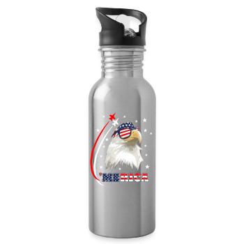 Merica Eagle - Trinkflasche mit integriertem Trinkhalm - Lightsilver - Rechts