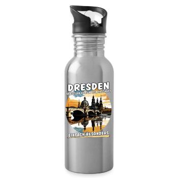 SACHSEN DRESDEN - Trinkflasche mit integriertem Trinkhalm - Lightsilver - Rechts