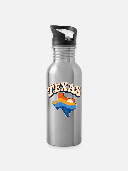 Texas Retro Sonnenuntergang - Trinkflasche mit integriertem Trinkhalm - Lightsilver