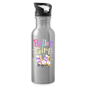 Roller Skating Girl - Trinkflasche mit integriertem Trinkhalm - Lightsilver - Rechts