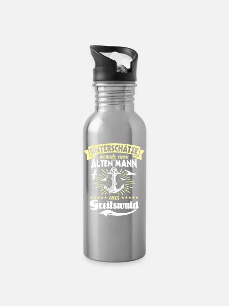 Unterschätze Greifswald Mann - Trinkflasche mit integriertem Trinkhalm - Lightsilver