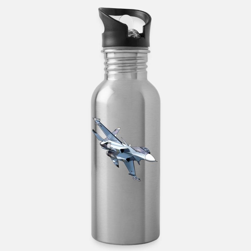 Su-30SM - Trinkflasche mit integriertem Trinkhalm - Lightsilver