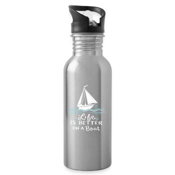 Sailing Sailing Boat Gift - Water bottle with straw - silver - Right