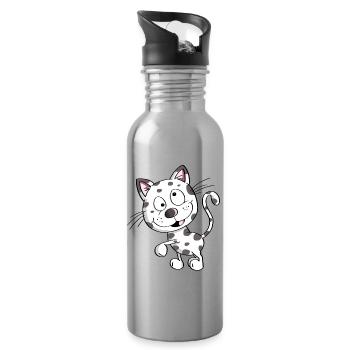 Knuffige Katze - Katzen - Kater - Stubentiger - Trinkflasche mit integriertem Trinkhalm - Lightsilver - Rechts