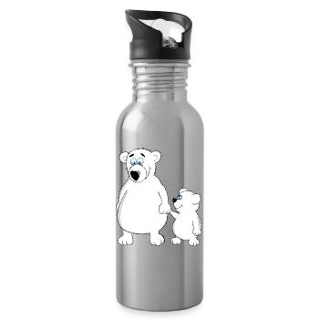 Drolly bébé ours avec papa ou maman - Gourde avec paille intégrée - argent clair - Droite