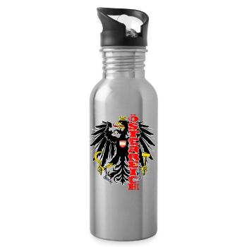 Österreich Wappen Adler Geschenk Heimat - Trinkflasche mit integriertem Trinkhalm - Lightsilver - Rechts