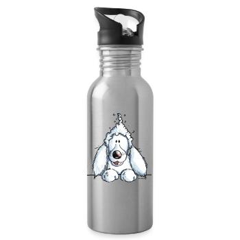 Knuffiger Pudel - Königspudel - Zwergpudel - Comic - Trinkflasche mit integriertem Trinkhalm - Lightsilver - Rechts