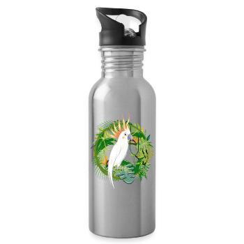geheimnisvoller Dschungel mit Kakadu Vogel - Trinkflasche mit integriertem Trinkhalm - Lightsilver - Rechts