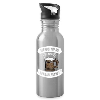 Kraftvolles Biergarten-Design mit Spruch - Trinkflasche mit integriertem Trinkhalm - Lightsilver - Rechts
