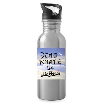 EG Menschen I Demokratie I Basis I Politik - Trinkflasche mit integriertem Trinkhalm - Lightsilver - Rechts