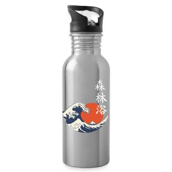 Welle Sonne Shinrin - Trinkflasche mit integriertem Trinkhalm - Lightsilver - Rechts