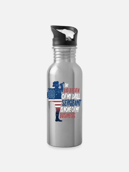 Drill Sergeant - Trinkflasche mit integriertem Trinkhalm - Lightsilver