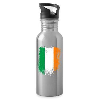 Irische Trikolore Flagge - Trinkflasche mit integriertem Trinkhalm - Lightsilver - Rechts
