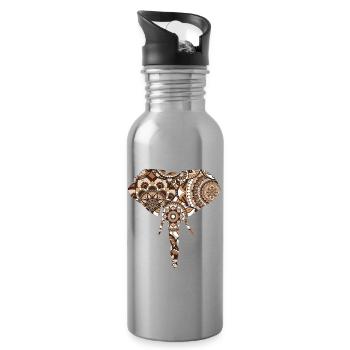 Modèle d’éléphant - Gourde avec paille intégrée - argent clair - Droite