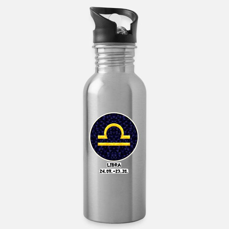 Libra 24.09.-23.10. - Trinkflasche mit integriertem Trinkhalm - Lightsilver